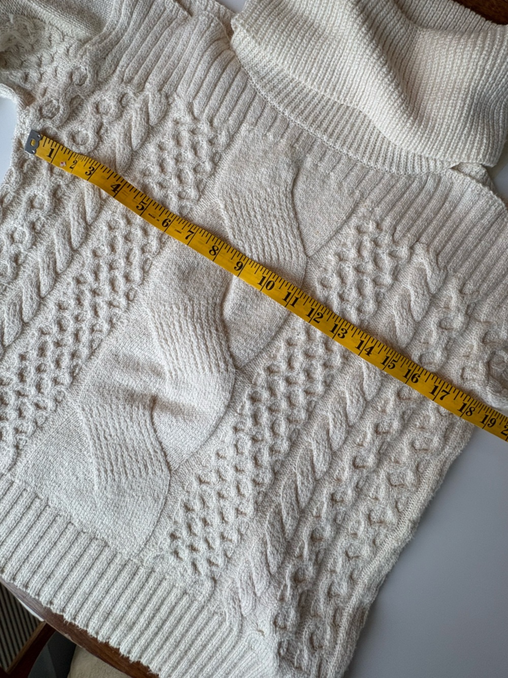 Anthropologie Cream Cable-Knit Cold-Shoulder Turtleneck Sweater, XS Coastal Boho - Picture 5 of 7